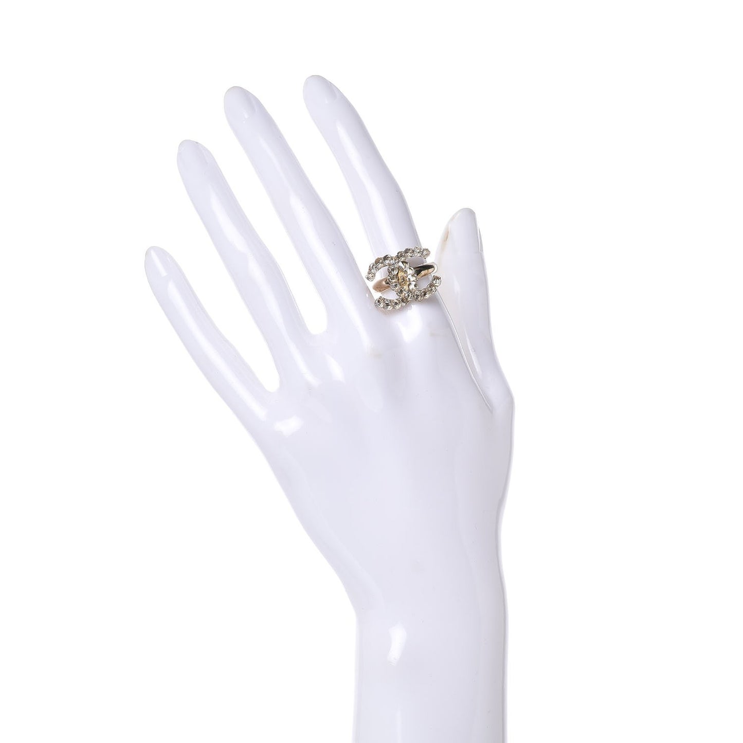 Metal Crystal CC Ring 6.5 Gold