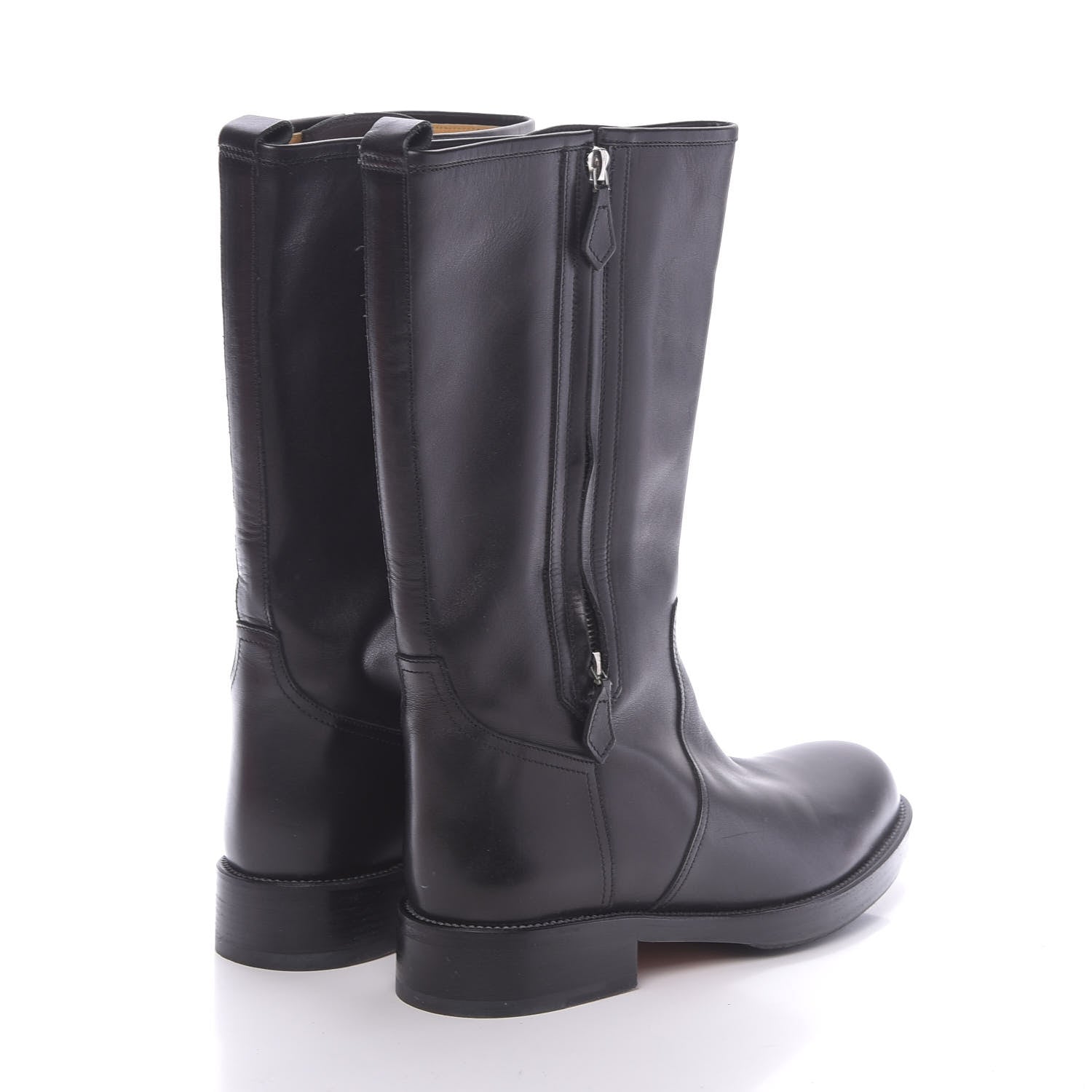 Hermes Box Calfskin Equestrian Land Boots 40.5 Black 4 of 9