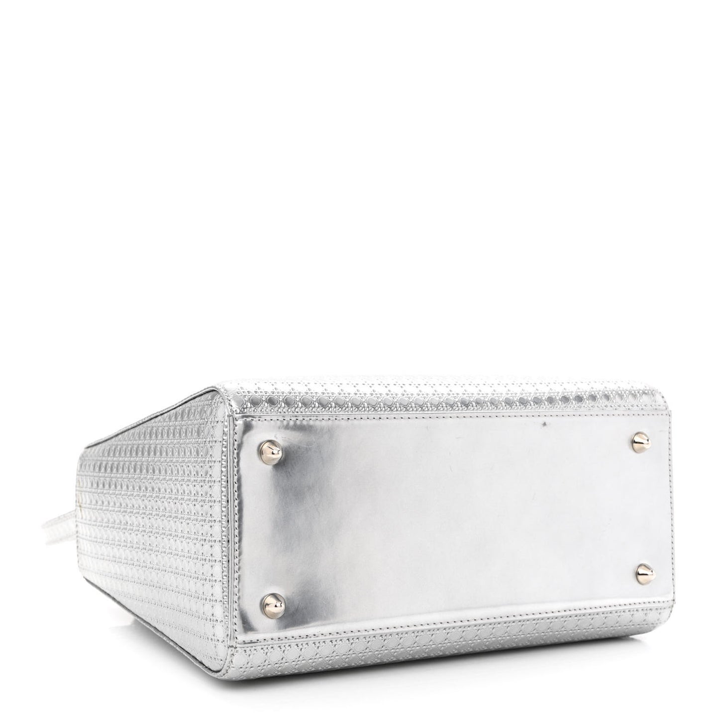 Metallic Patent Micro-Cannage Medium Lady Dior Silver