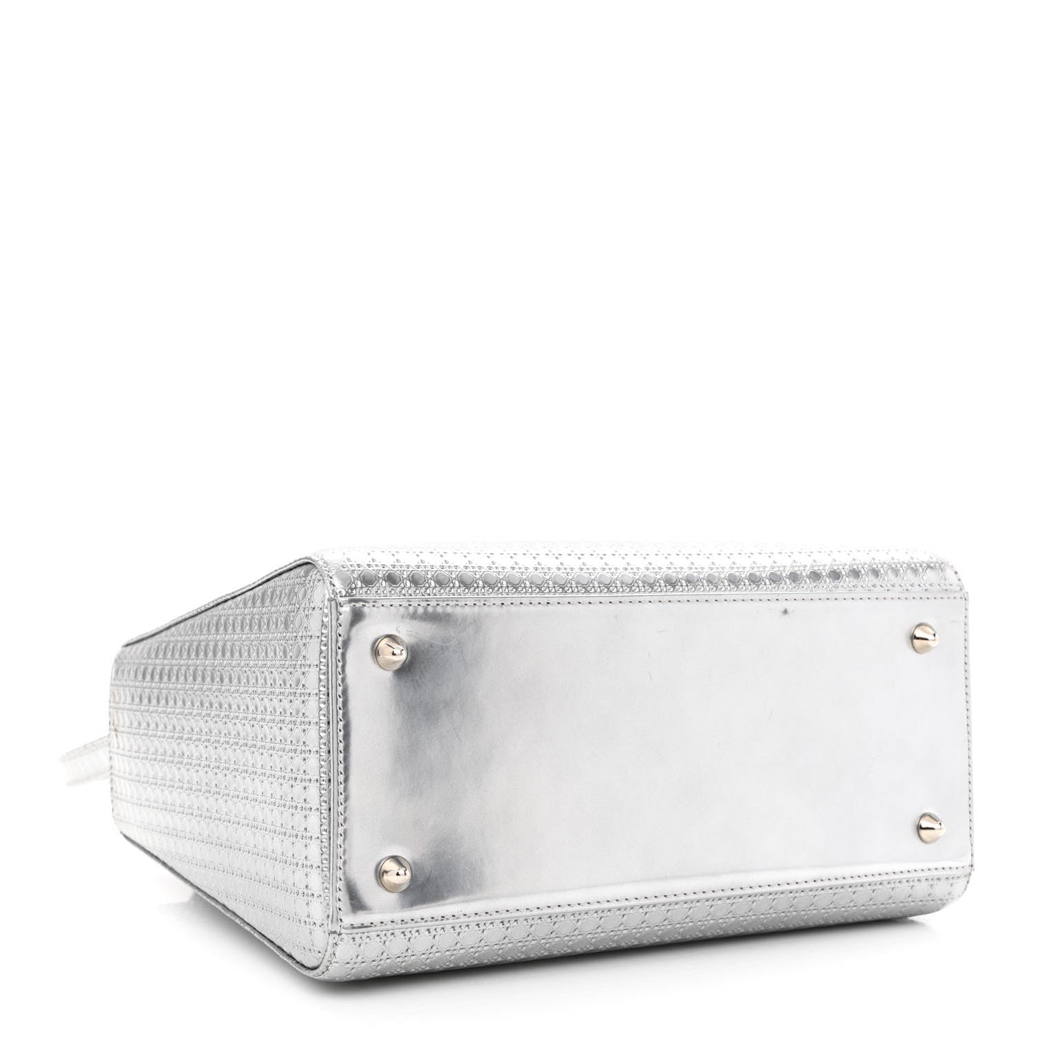 Christian Dior Metallic Patent Micro-Cannage Medium Lady Dior Silver 4 of 13