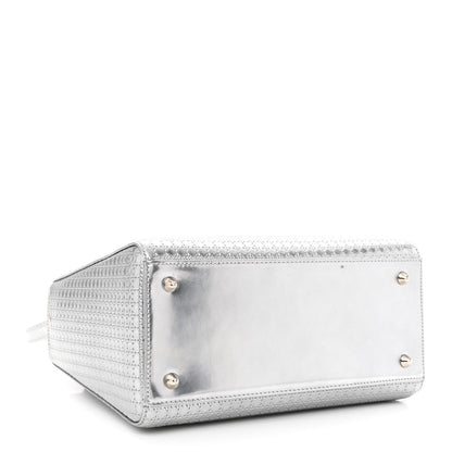 Christian Dior Metallic Patent Micro-Cannage Medium Lady Dior Silver 4 of 13