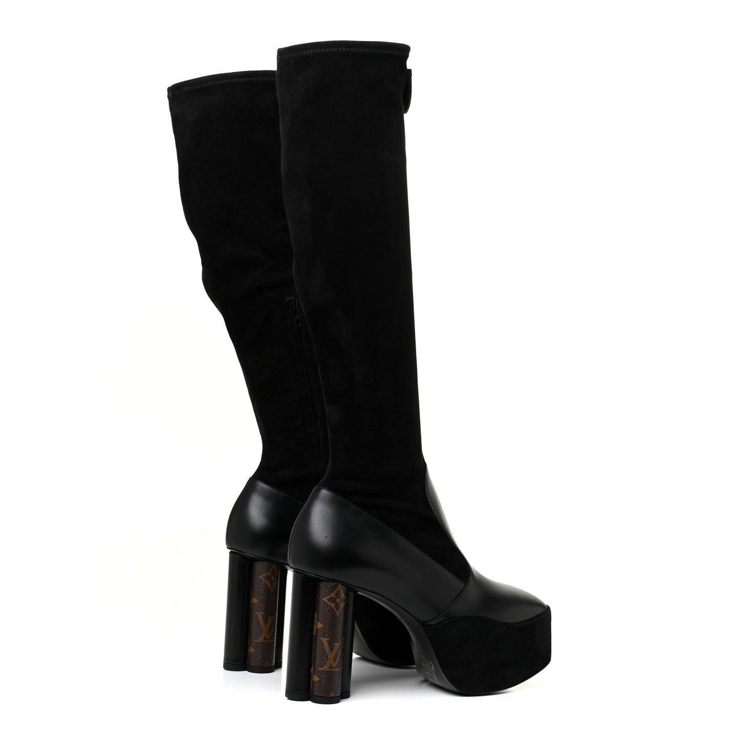 Suede Podium Platform High Boots 37 Black