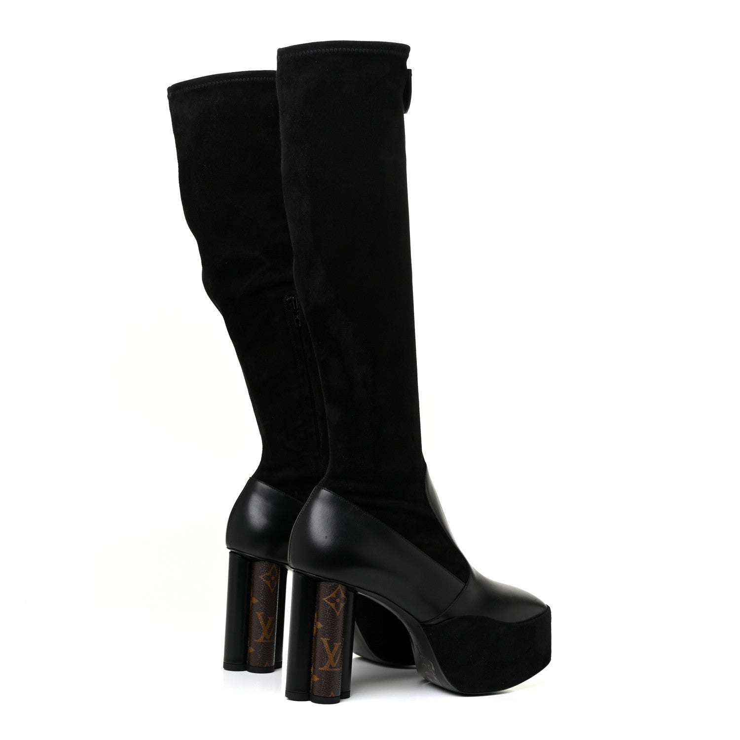 Louis Vuitton Suede Podium Platform High Boots 37 Black 5 of 16
