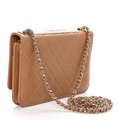 Chanel Lambskin Quilted Trendy CC Wallet On Chain WOC Camel 2 of 11