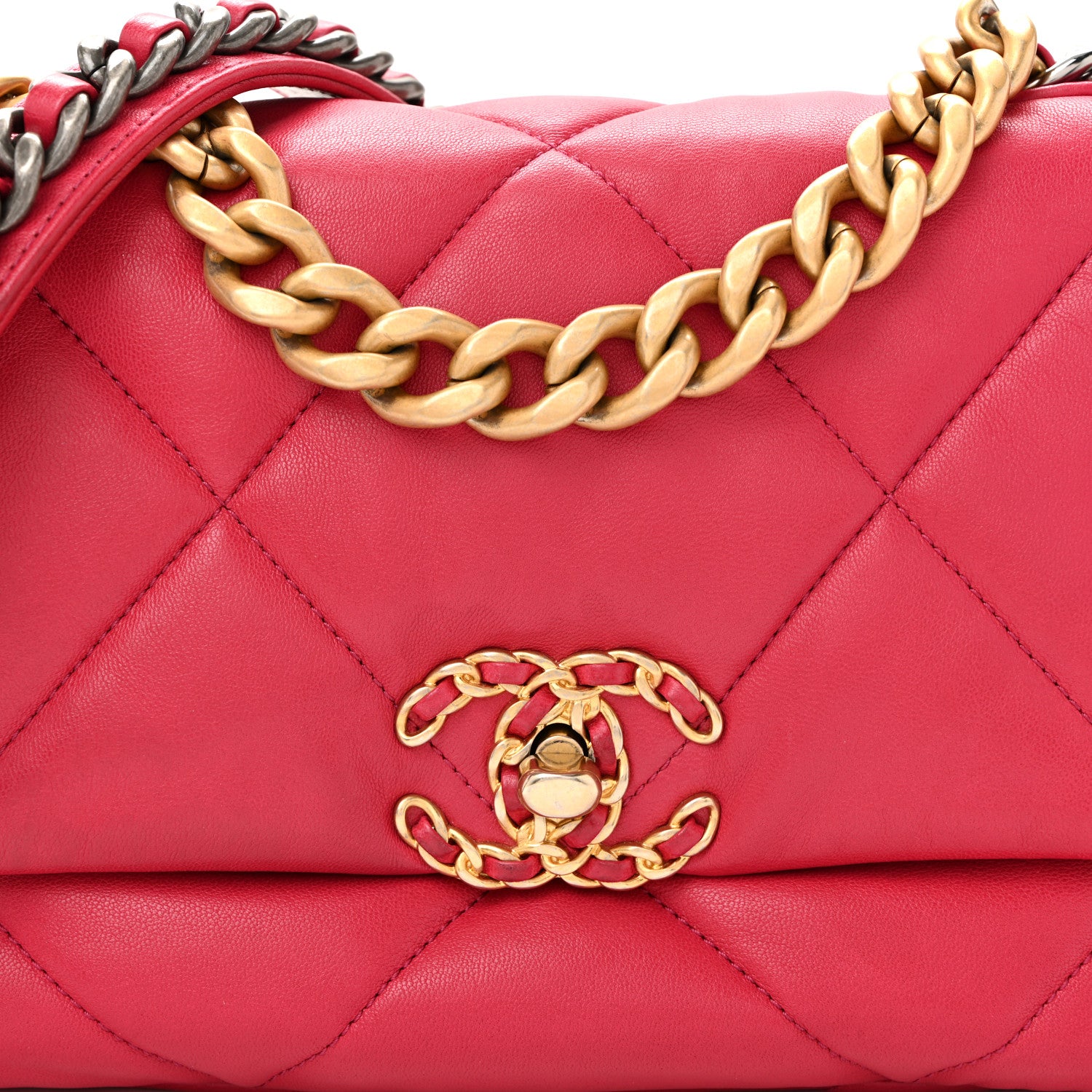 Chanel Lambskin Quilted Medium Chanel 19 Flap Dark Pink 8 of 10