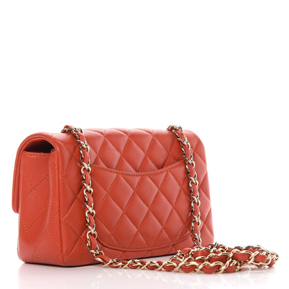 Chanel Lambskin Quilted Mini Rectangular Flap Orange 3 of 10