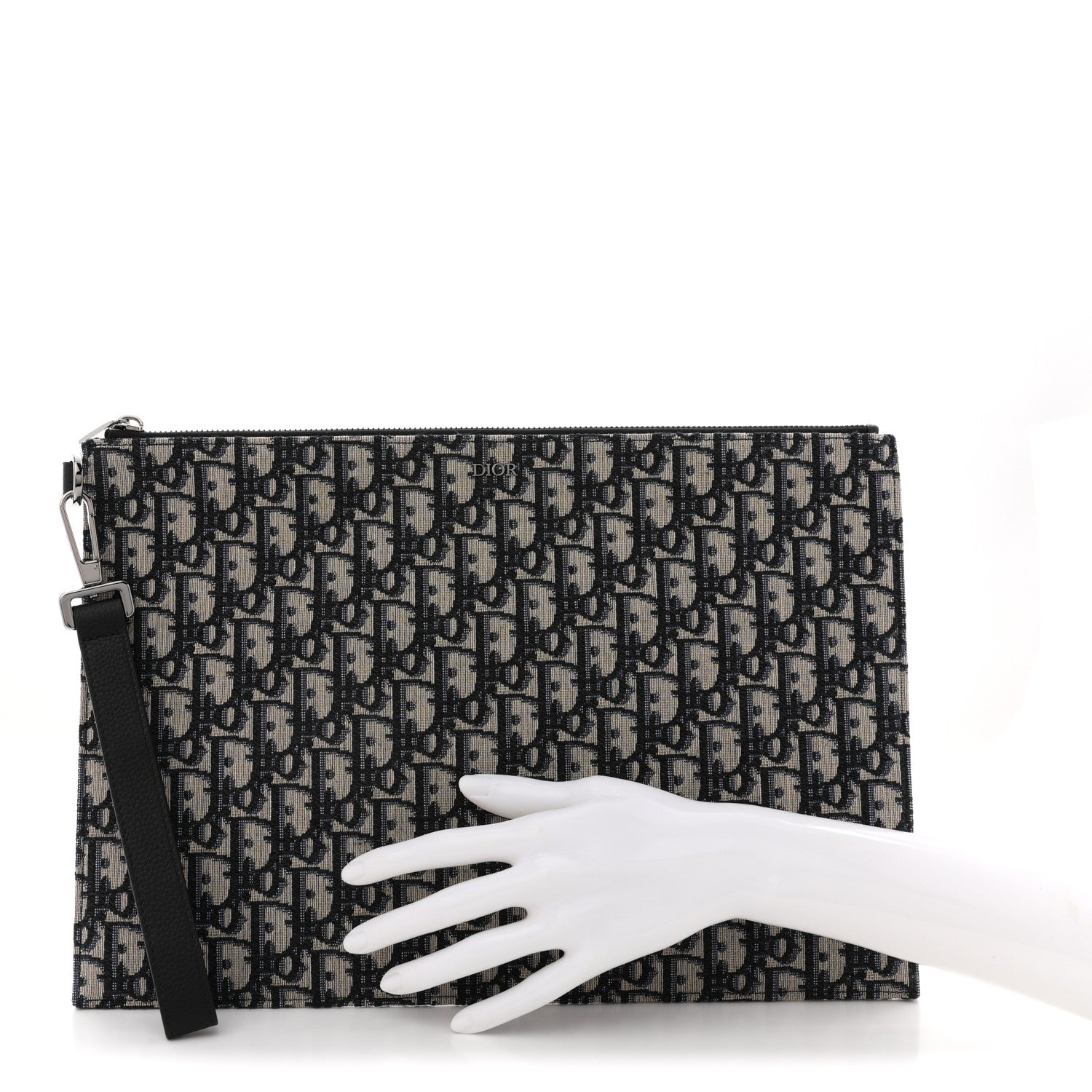 Christian Dior Oblique A4 Flat Pouch Clutch Blue 2 of 7