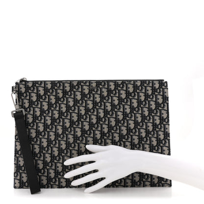 Christian Dior Oblique A4 Flat Pouch Clutch Blue 2 of 7