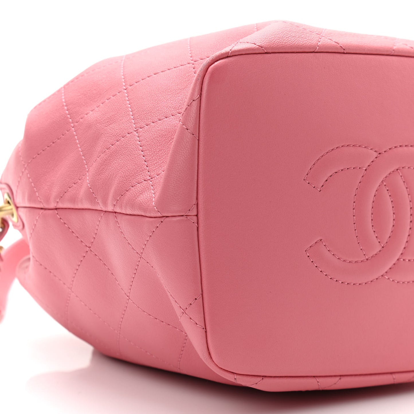 Lambskin Quilted Antique Signs Drawstring Bag Pink