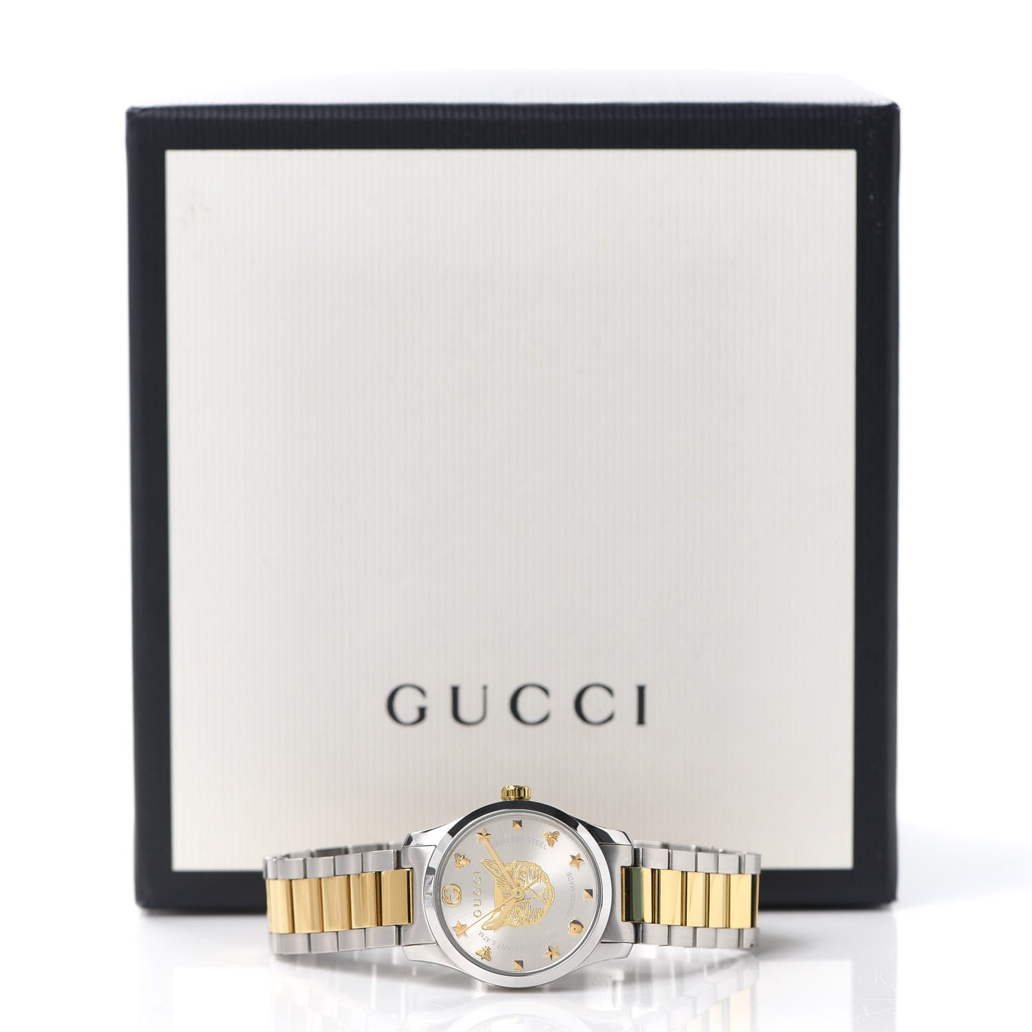Gucci Stainless Steel 27mm G-Timeless Two Tone Cat Quartz Watch 6 of 6