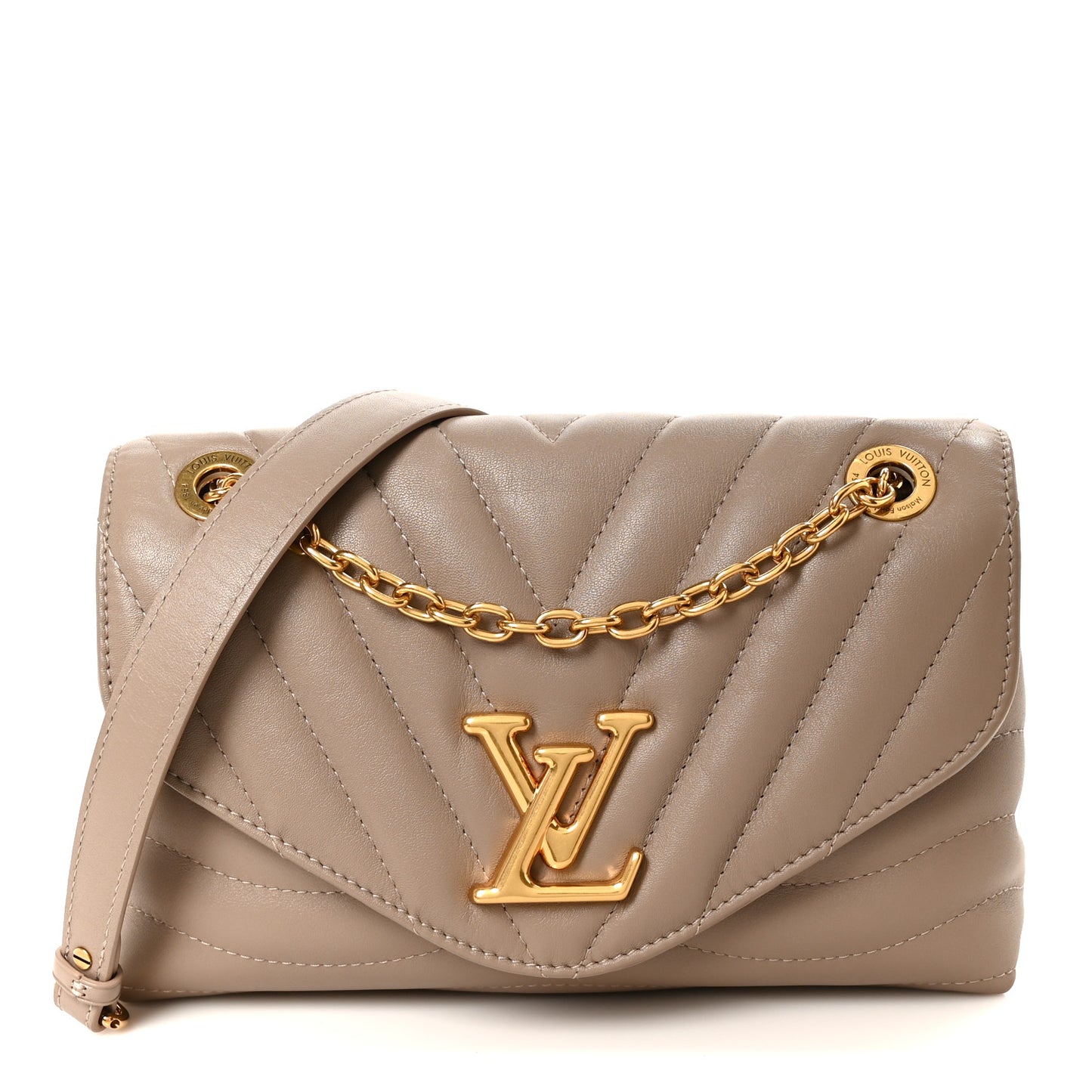 Calfskin LV New Wave Chain Bag Taupe