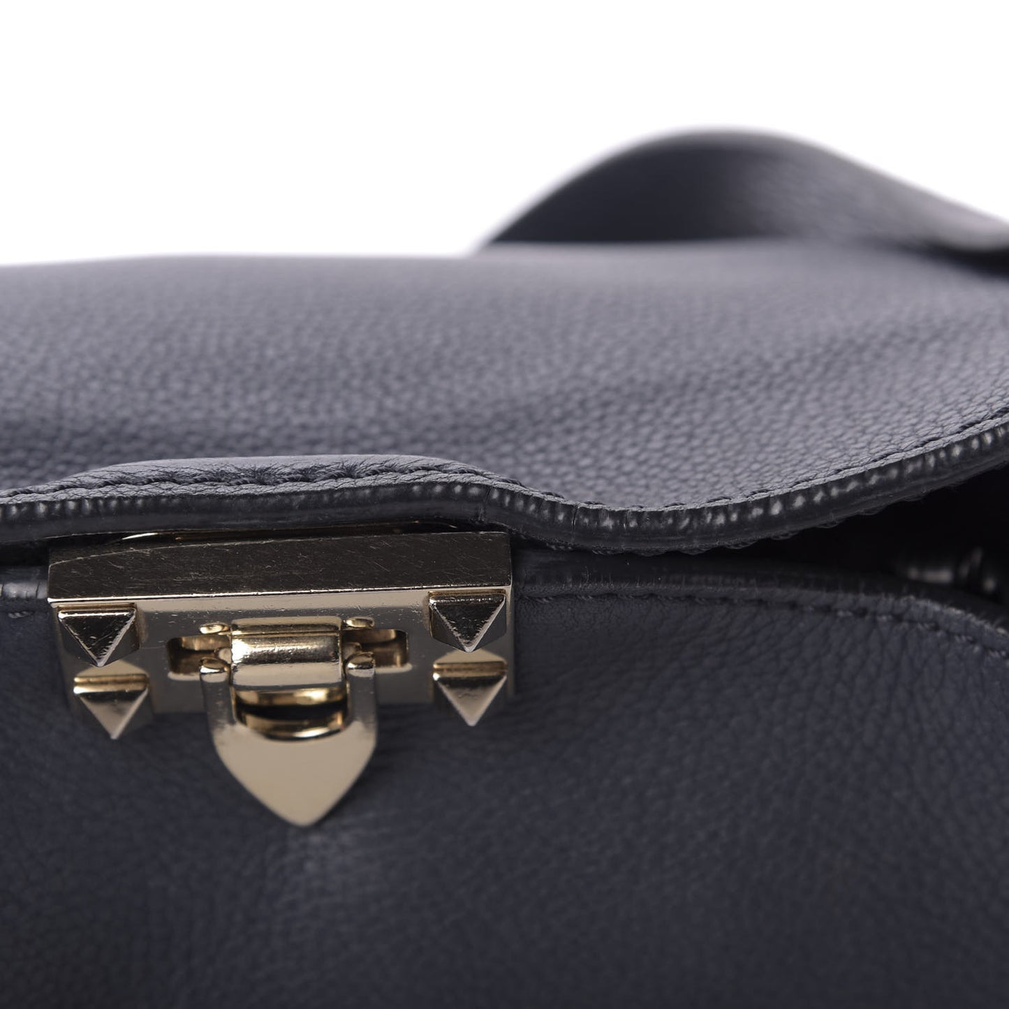 Pebbled Calfskin Small Rockstud Flip-Lock Messenger Bag Marine