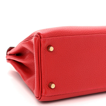 Hermes Taurillon Clemence Kelly Retourne 28 Rouge Casaque 9 of 13