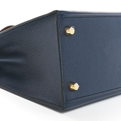 Hermes Chevre Chamkila Horseshoe Kelly Sellier 28 Bleu Indigo 9 of 11