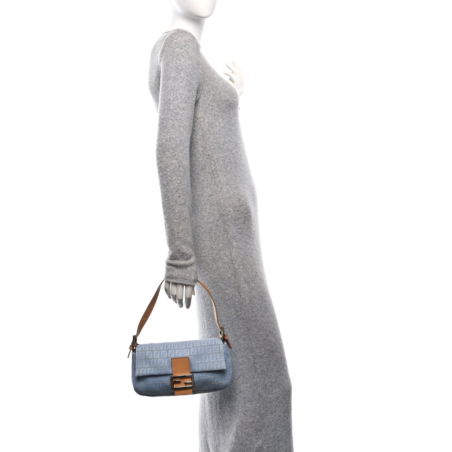 Fendi Zucchino Baguette Blue 2 of 9