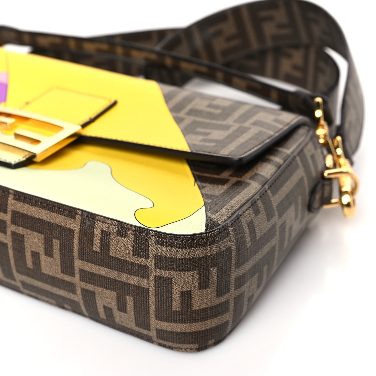 Fendi Glazed Fabric FF 1974 Hairdo Girls Inlay Baguette Mogano Panna Multicolor 9 of 10
