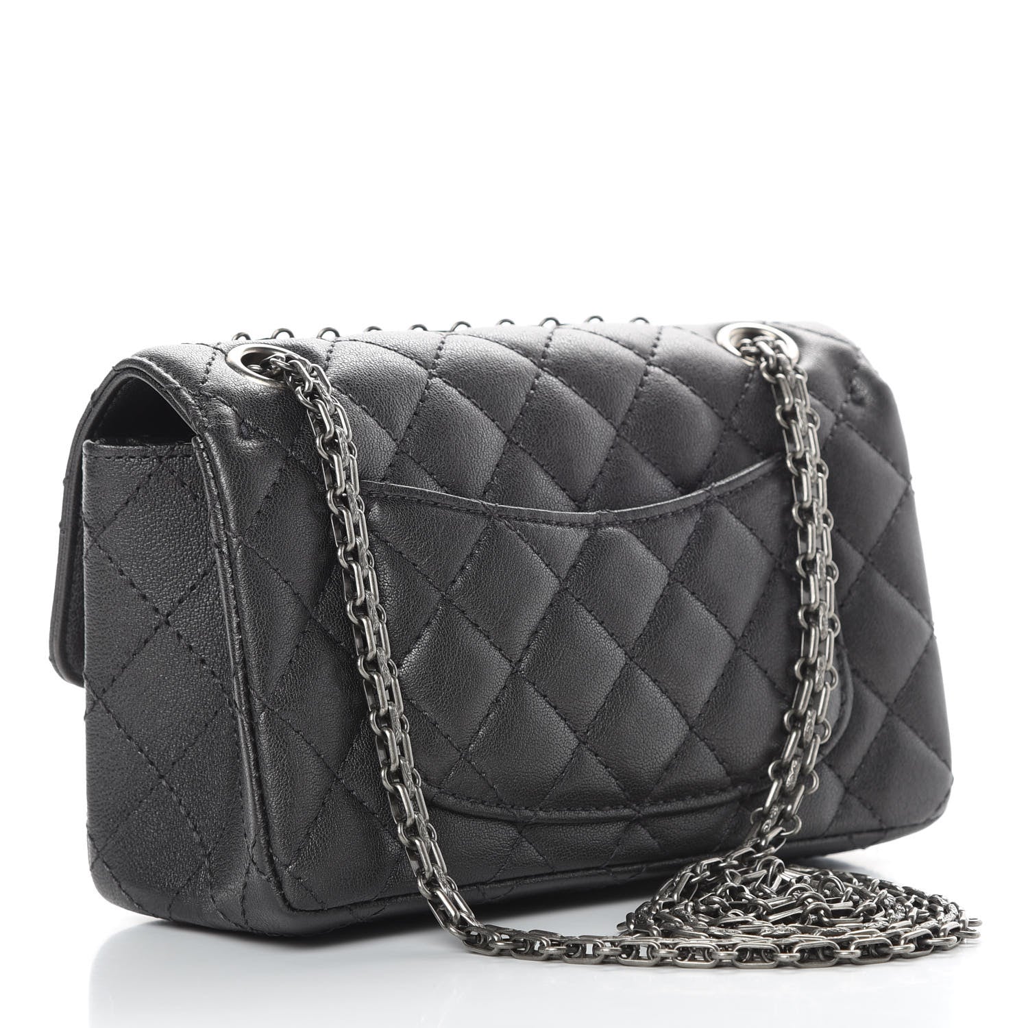 Chanel Metallic Sheepskin Quilted 2.55 Reissue Mini Flap Dark Silver 3 of 12