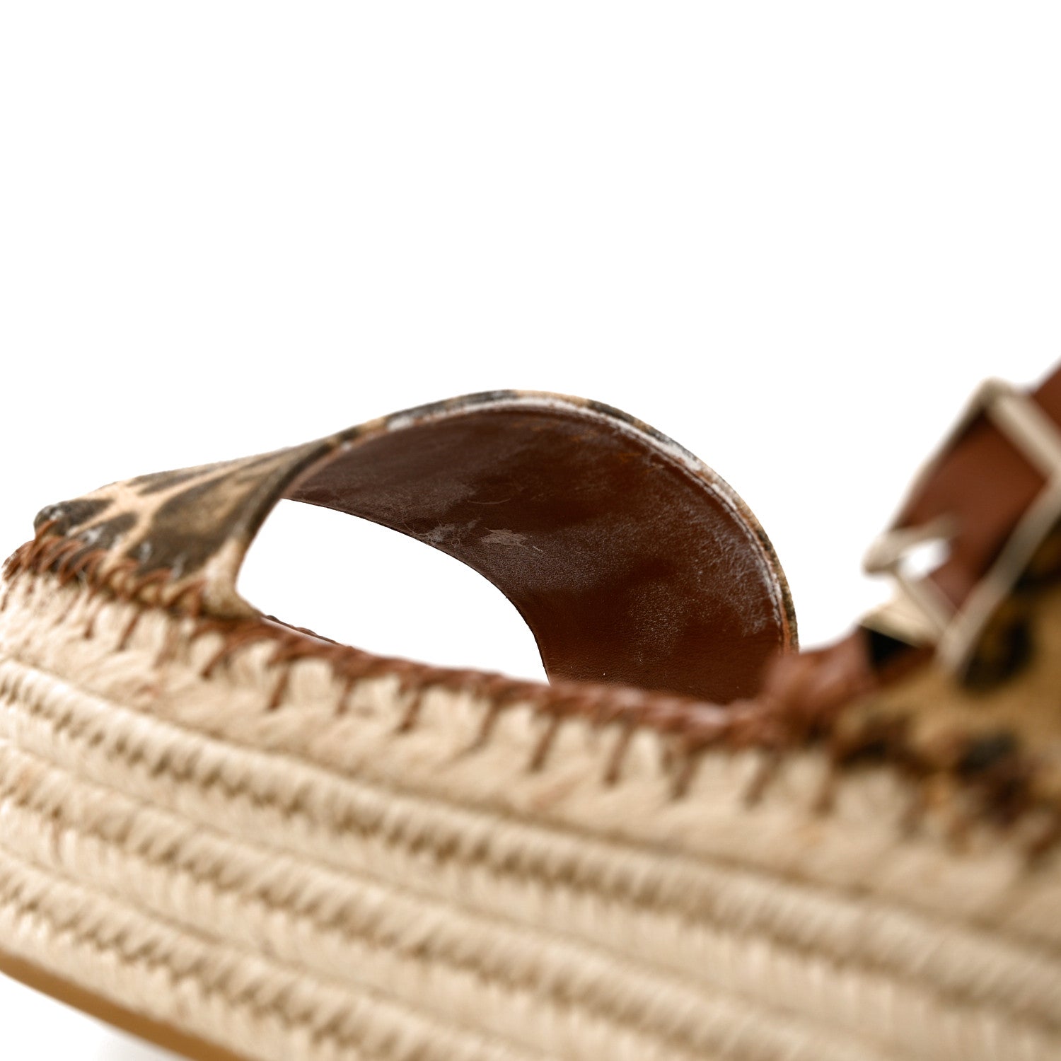 Valentino Garavani Canvas Leopard Print Rockstud Ankle Wrap Espadrille Flatform Sandals 41 Brown 15 of 15