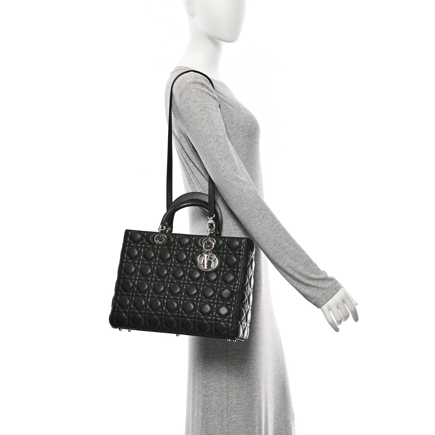 Lambskin Cannage Large Lady Dior Black