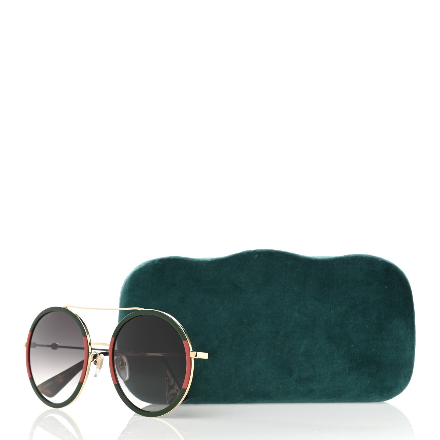 Metal Round Frame Sunglasses GG0061S Green Red
