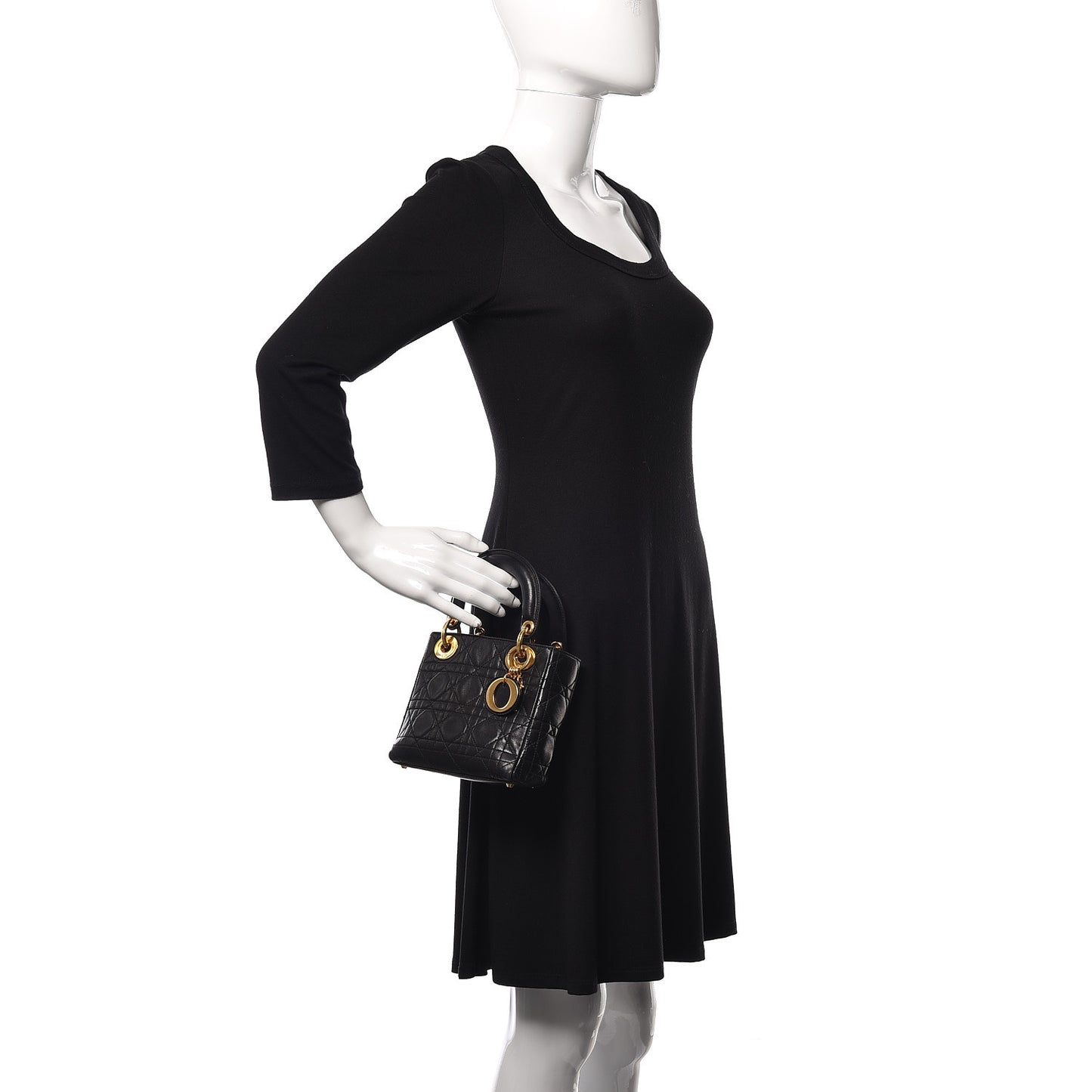 Lambskin Cannage Mini Lady Dior Black