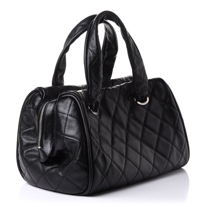 Chanel Caviar Quilted CC Timeless Bowler Black 2 of 11