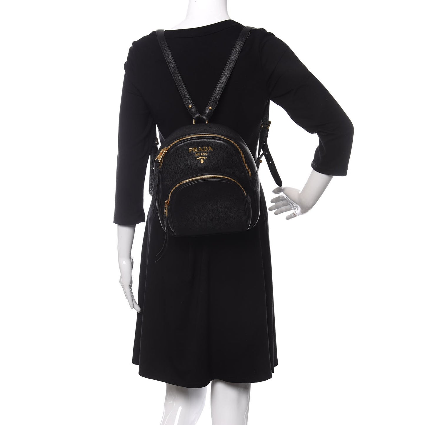 Vitello Daino Zip Backpack Black
