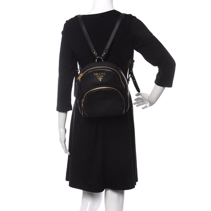 Prada Vitello Daino Zip Backpack Black 2 of 10