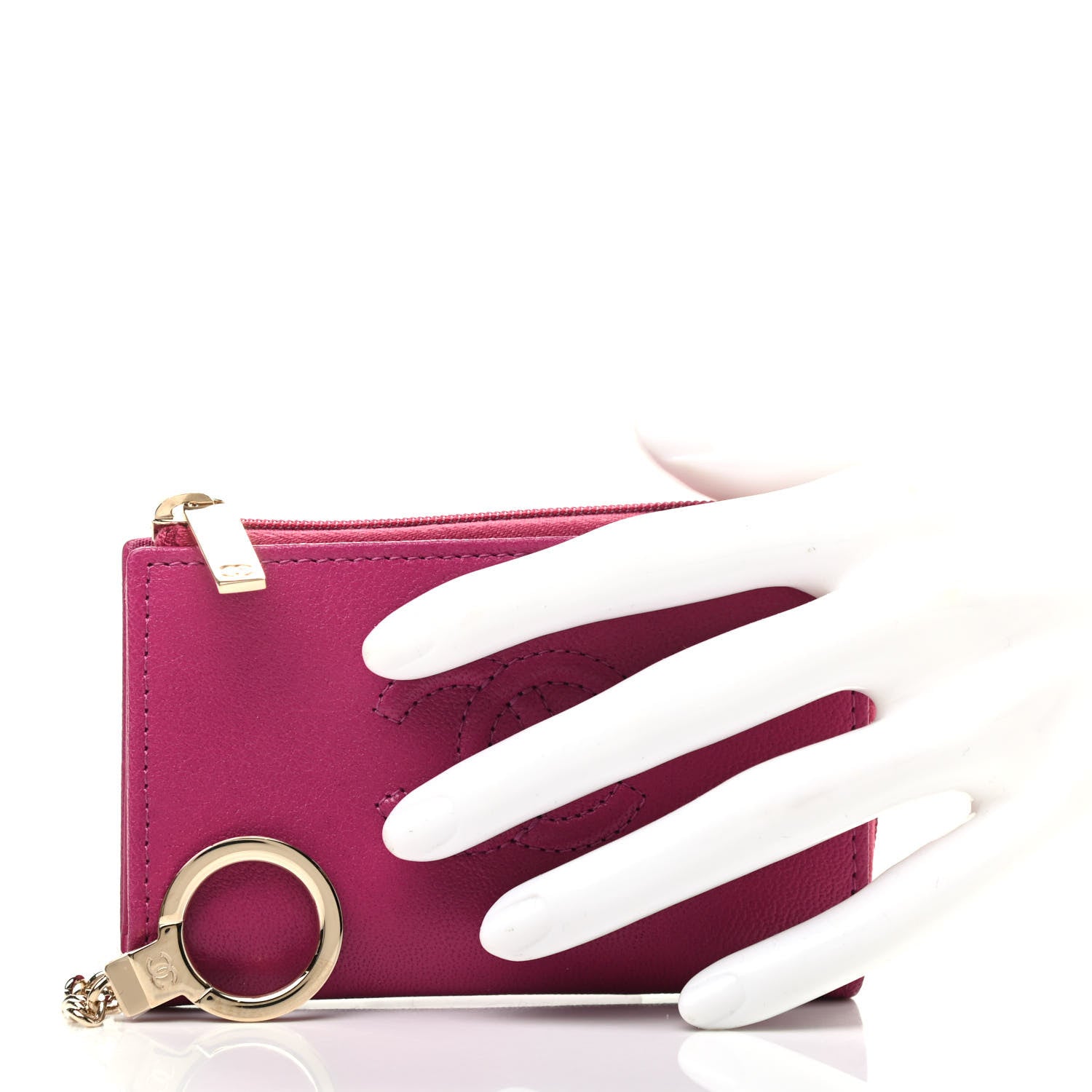 Chanel Calfskin Chain CC Key Holder Case Dark Pink 2 of 7