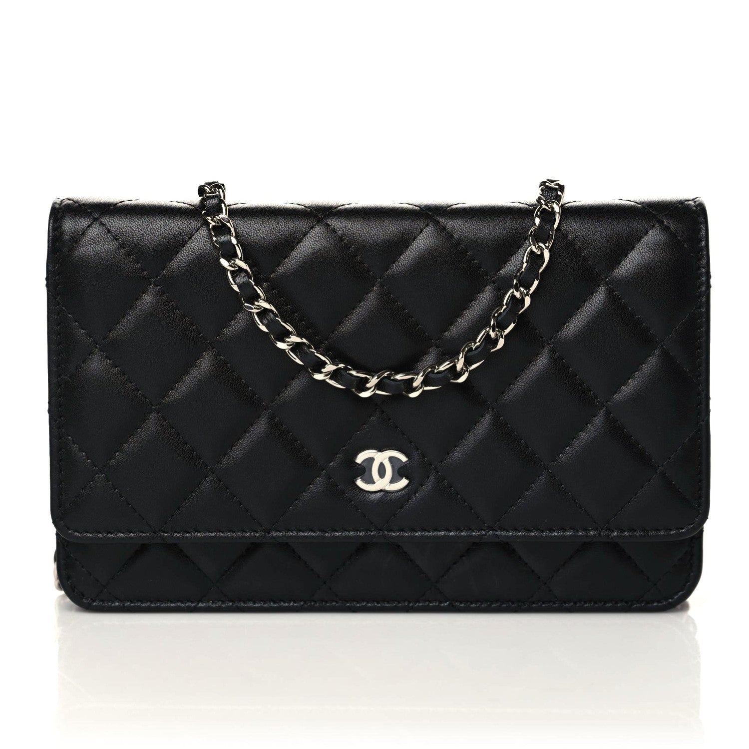 Chanel Lambskin Quilted Wallet On Chain WOC Black 1 of 12