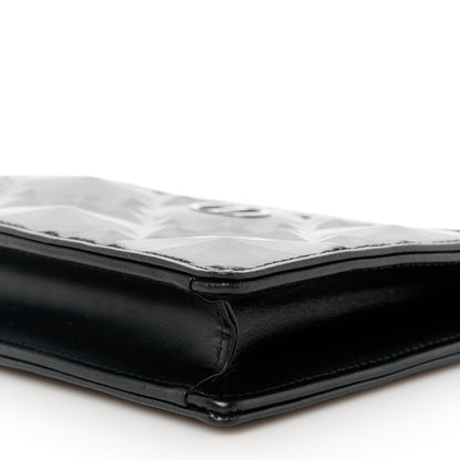 Christian Dior Calfskin Macrocannage Diamond Caro Zipped Pouch With Chain Black 10 of 10