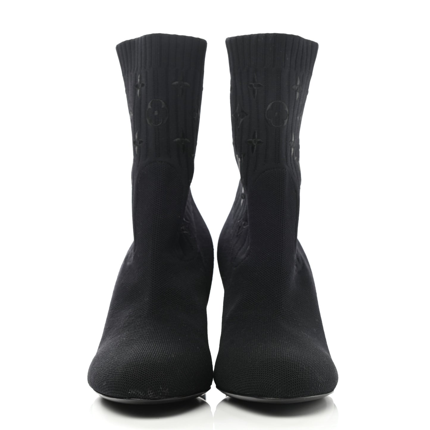 Monogram Stretch Fabric Silhouette Ankle Boots 38.5 Black