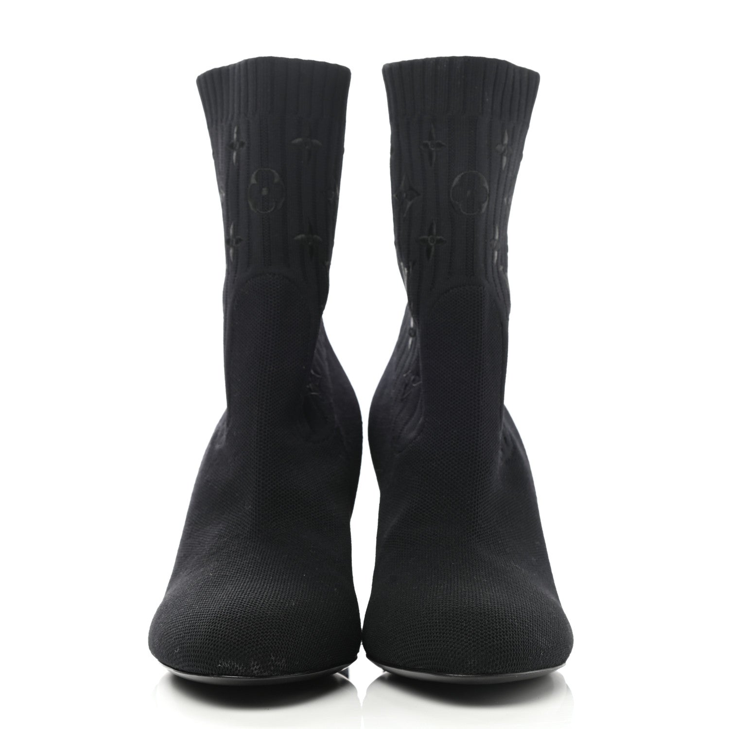 Louis Vuitton Monogram Stretch Fabric Silhouette Ankle Boots 38.5 Black 2 of 8