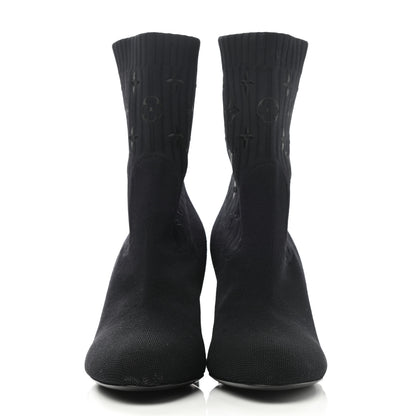 Louis Vuitton Monogram Stretch Fabric Silhouette Ankle Boots 38.5 Black 2 of 8