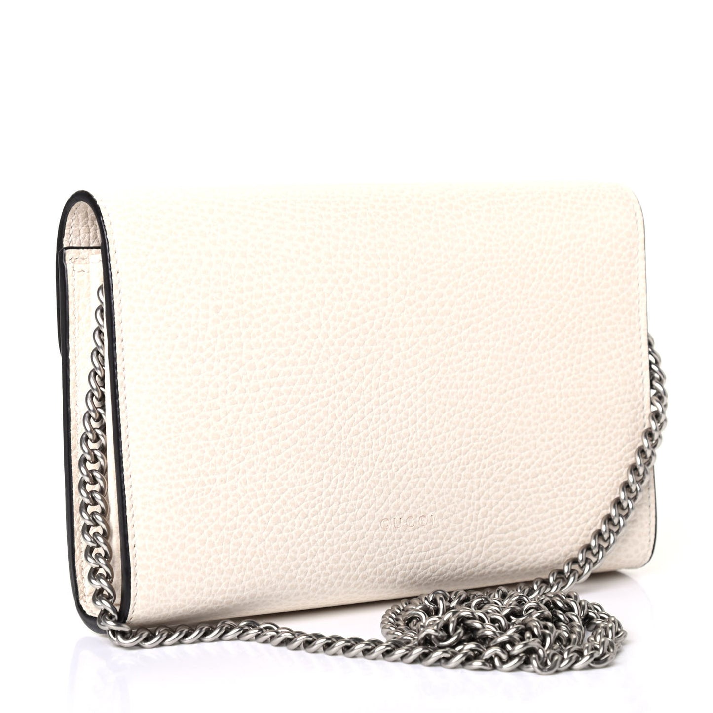 Dollar Calfskin Mini Dionysus Chain Wallet Mystic White