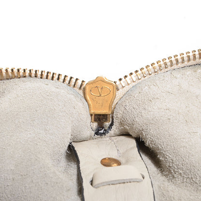 Valentino Garavani Grained Calfskin C-Rockee Fringe Hobo Light Ivory 8 of 9