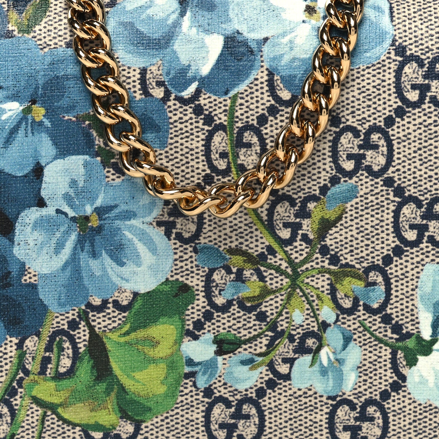 Gucci GG Supreme Monogram Blooms Chain Wallet Blue 8 of 11