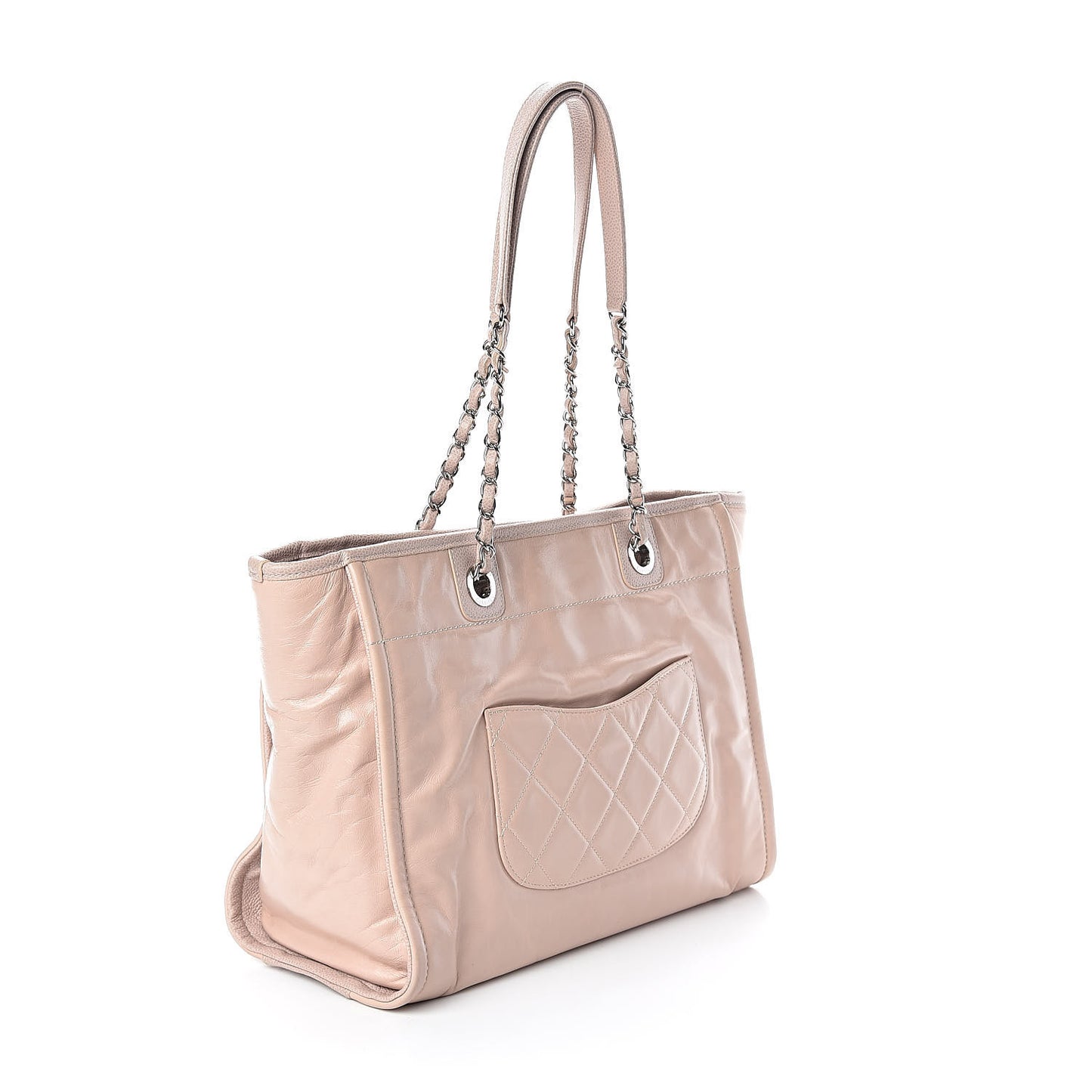 Glazed Calfskin Small Deauville Tote Light Pink
