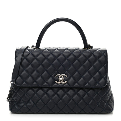 Chanel Caviar Quilted Medium Coco Handle Flap Navy Blue 1 of 9