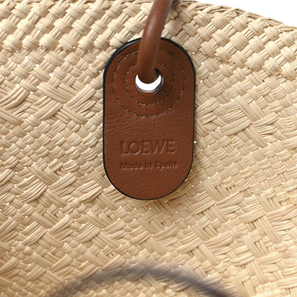 Loewe Calfskin Raffia Paulas Ibiza Small Anagram Basket Tote Bag Natural Tan 6 of 11