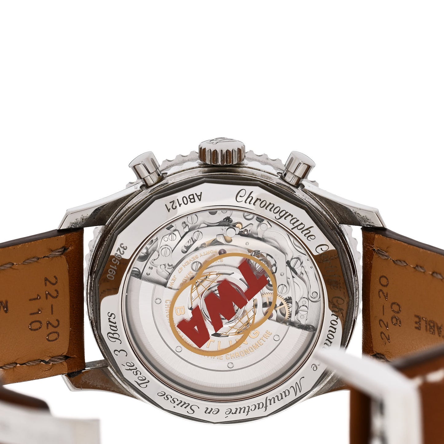 Stainless Steel Alligator 42mm Navitimer Chronograph Automatic Watch White AB0121