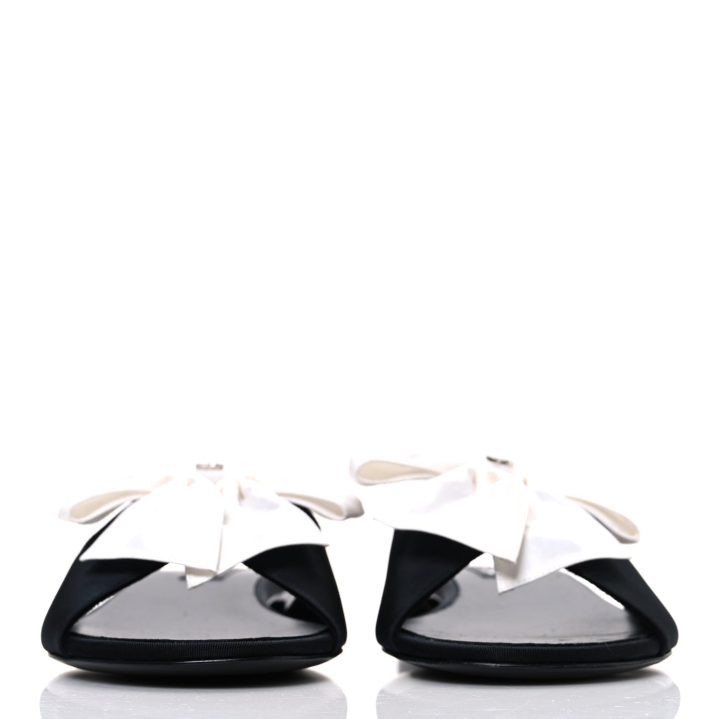 Silk Bow CC Mules 41 Black White