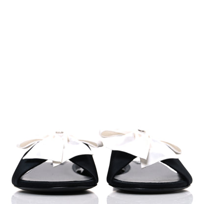 Chanel Silk Bow CC Mules 41 Black White 3 of 11