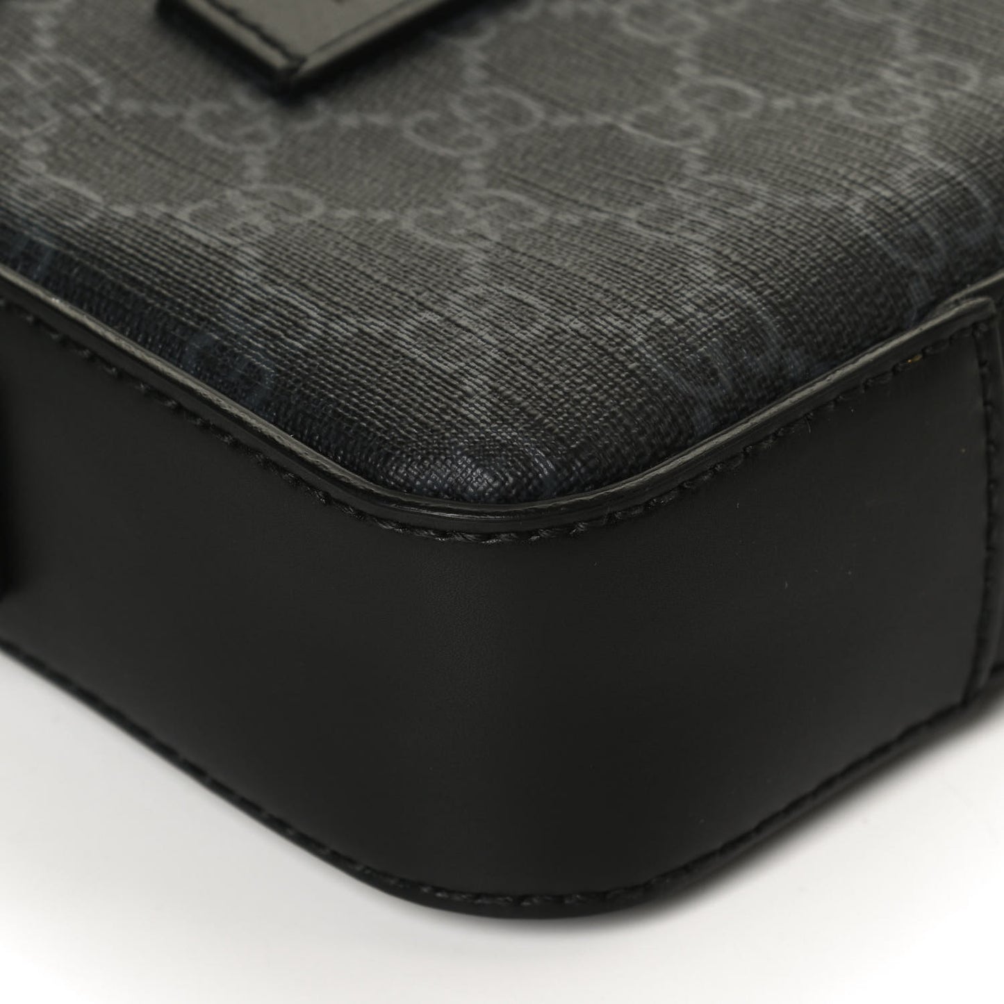 GG Supreme Monogram Appia Calfskin Web Small Camera Messenger Bag Black Grey