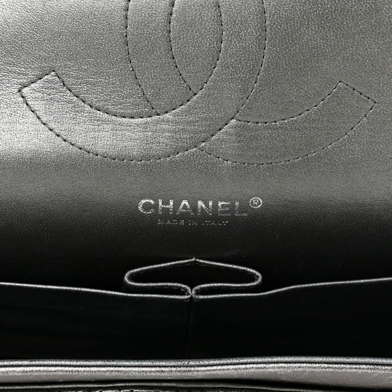 Chanel Metallic Perforated Lambskin Quilted Jumbo Double Flap Dark Silver 6 of 16