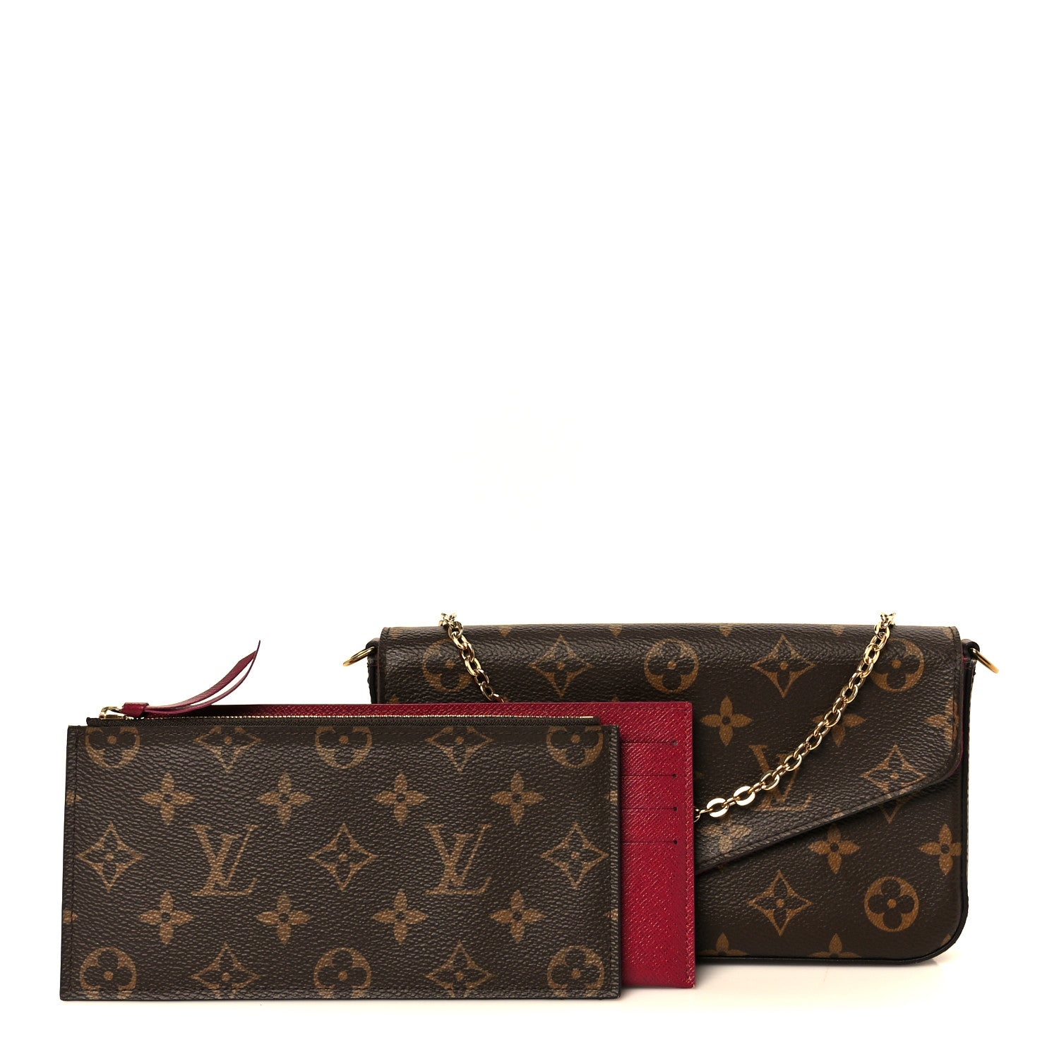 Louis Vuitton Monogram Pochette Felicie Chain Wallet Fuchsia 3 of 16