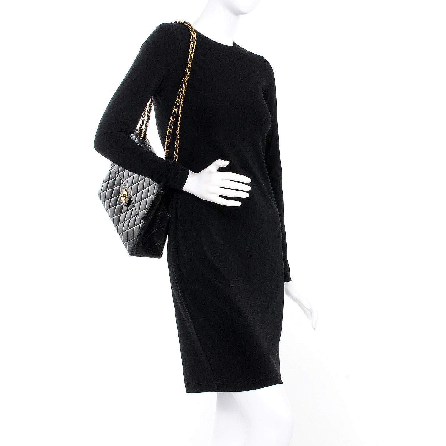 Chanel Lambskin Quilted Jumbo Single Flap Black 2 of 9