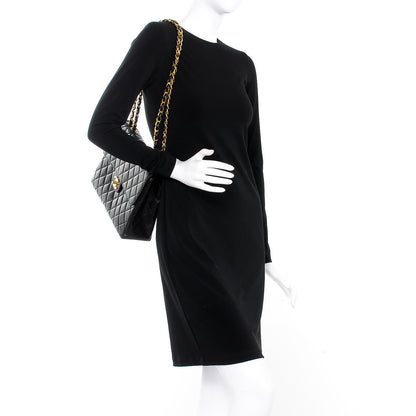 Chanel Lambskin Quilted Jumbo Single Flap Black 2 of 9