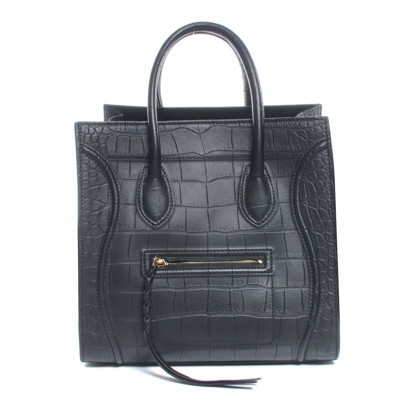 Crocodile Embossed Small Phantom Luggage Black