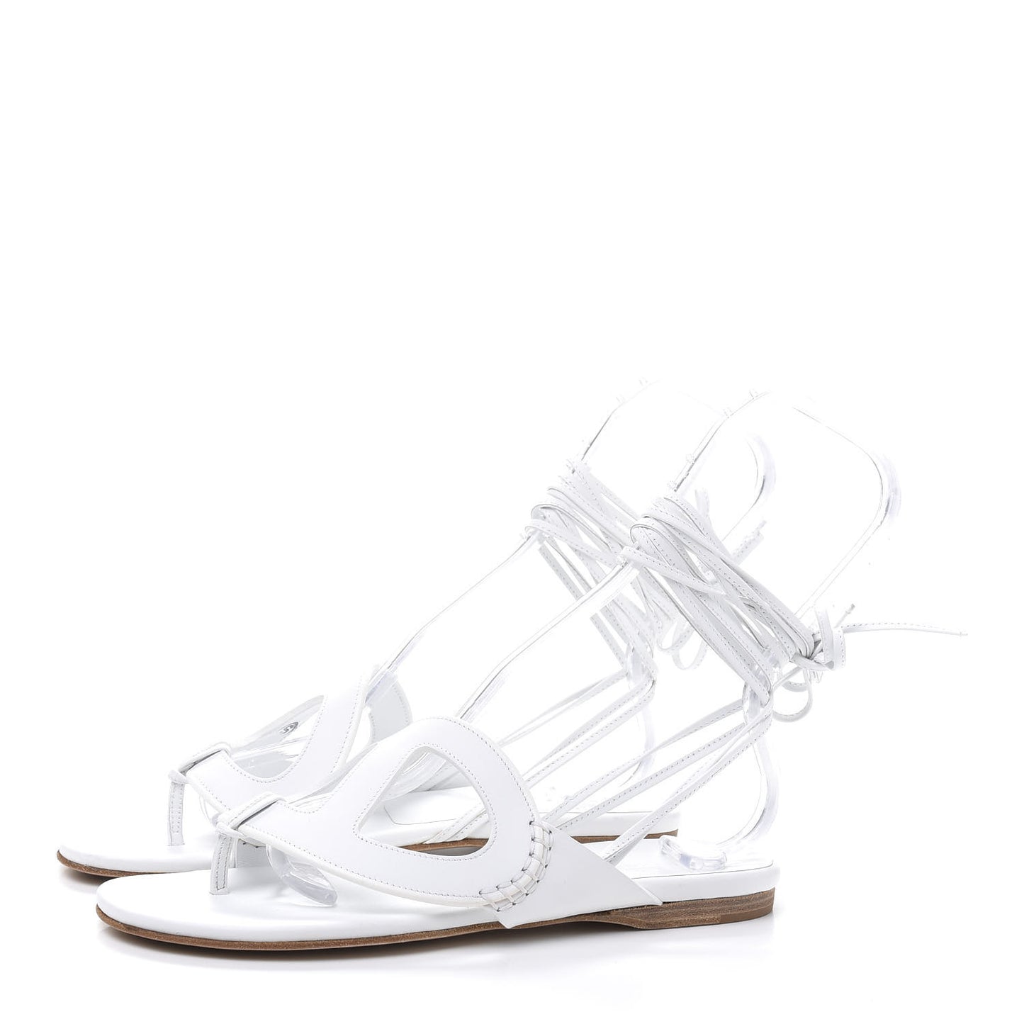 Calfskin Chaine d'Ancre Lace Up Sandals 39 White